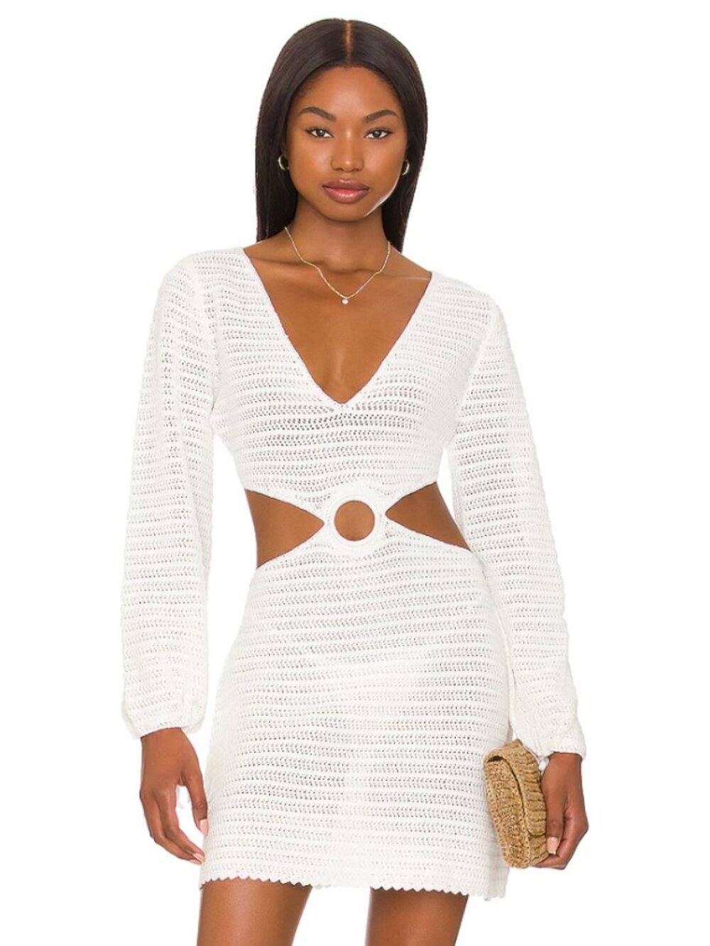 Devon Windsor Fallon Mini Dress Beige Off White Small Revolve NWOT